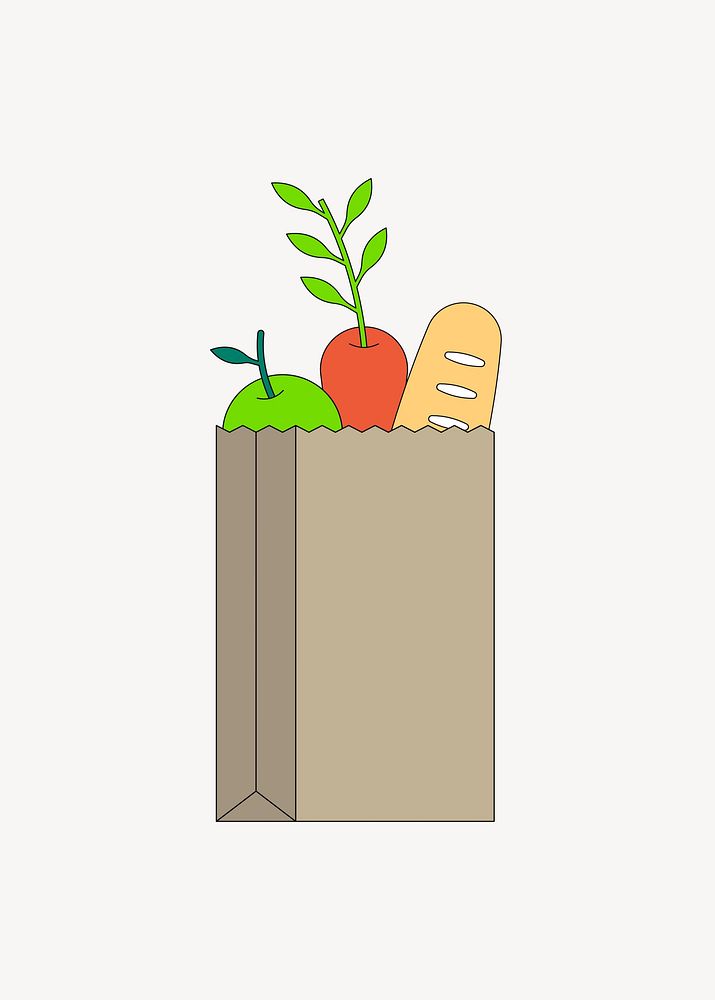 Grocery bag,  food illustration