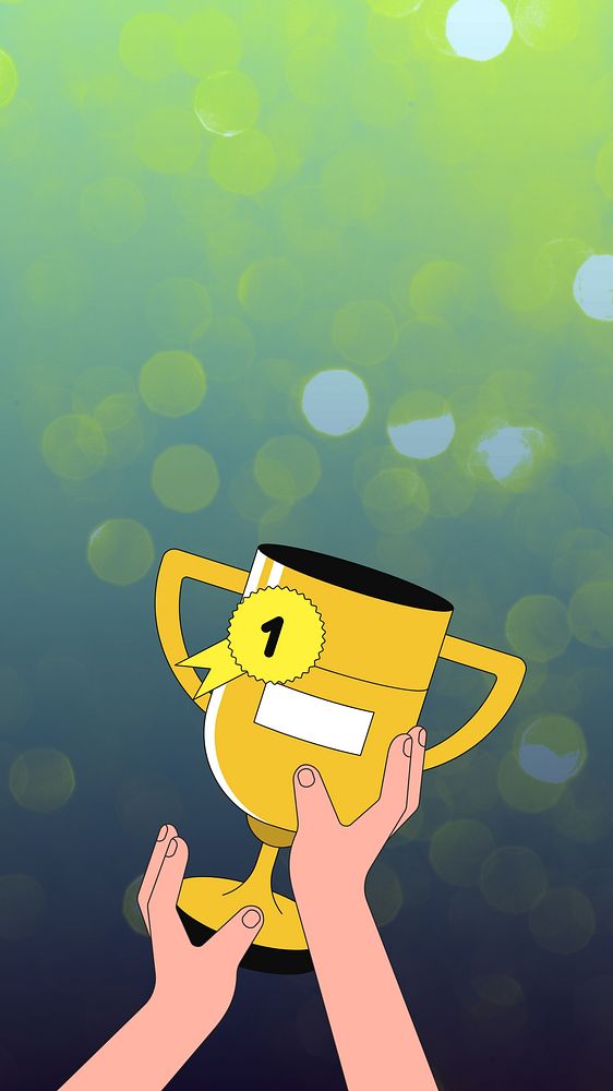 Hand holding trophy iPhone wallpaper, | Free Photo - rawpixel