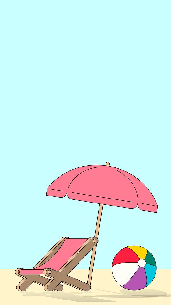 Beach chair iPhone wallpaper, Summer illustration