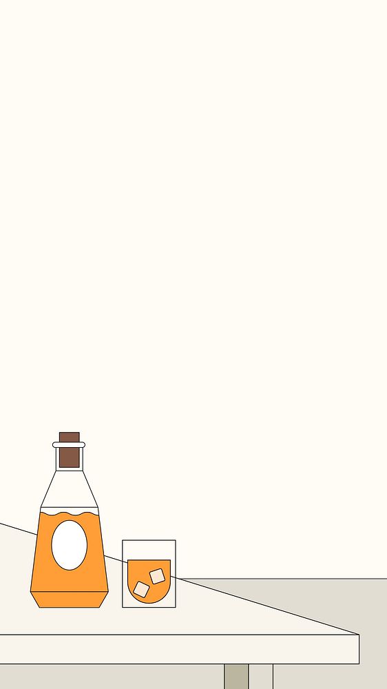 Whiskey bottle iPhone wallpaper, alcoholic drink illustration