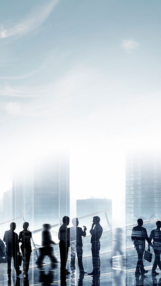 Corporate silhouette aesthetic iPhone wallpaper, business people border