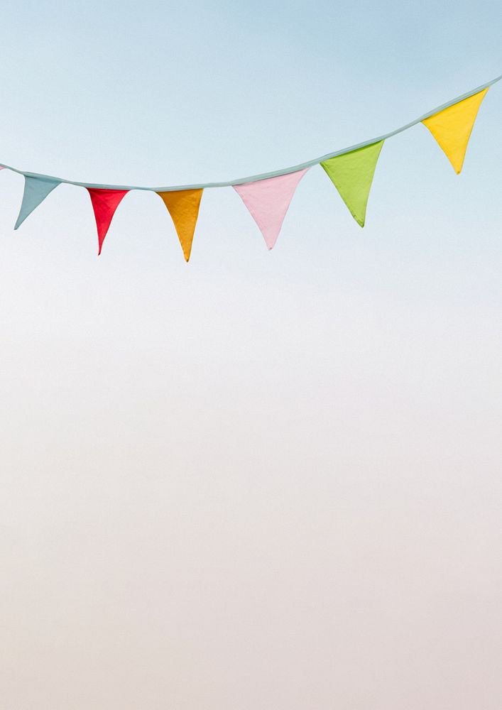 Colorful bunting background, blue sky image