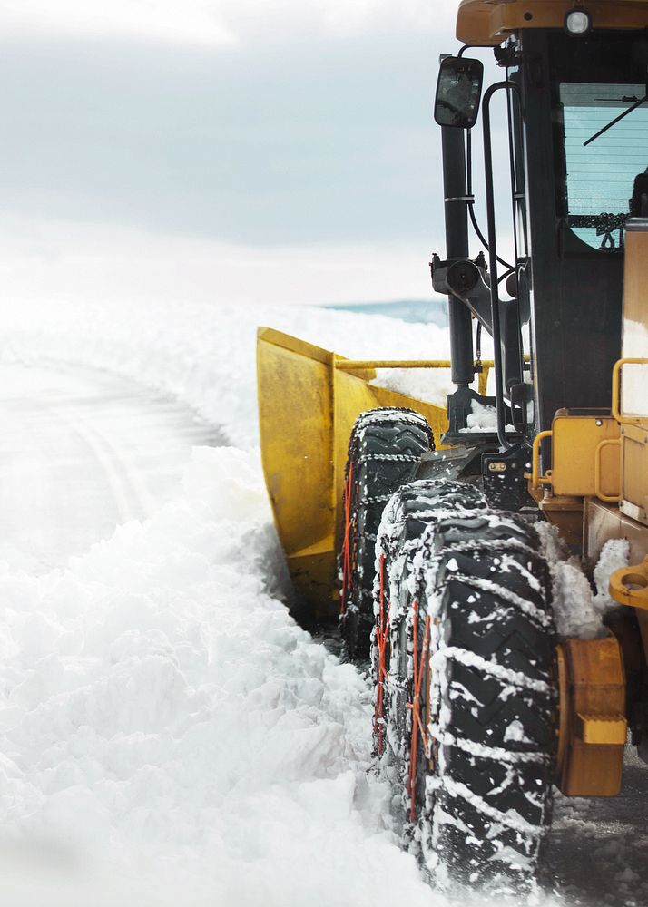 Snow plow border background, winter image