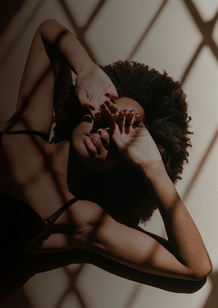 Woman background, laying on the ground, window shadow image