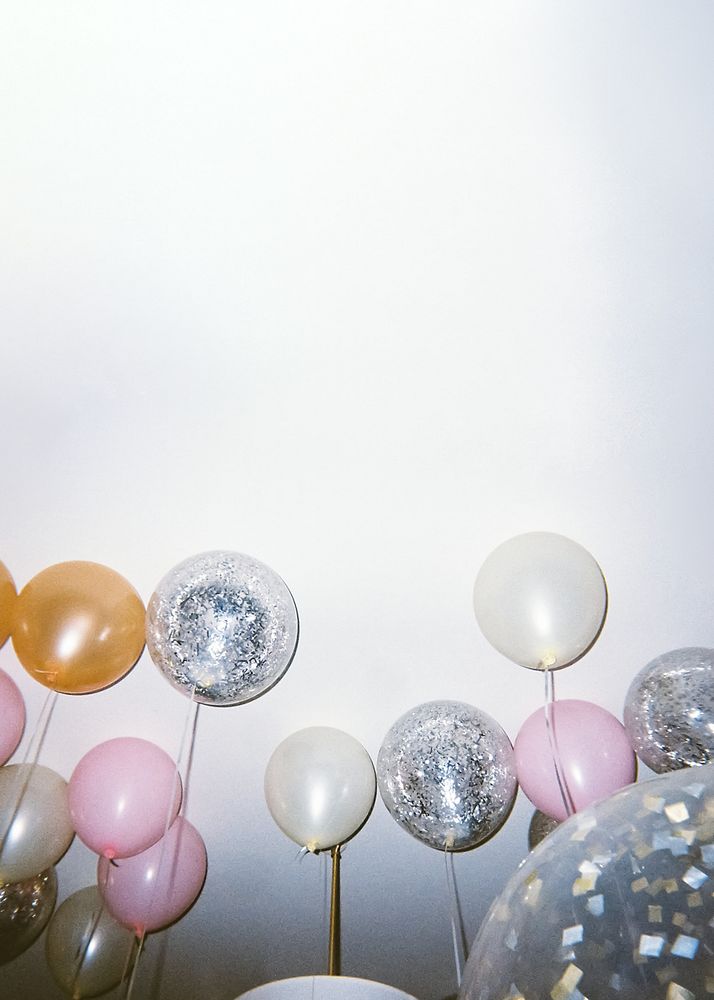 Floating balloons border background, party image