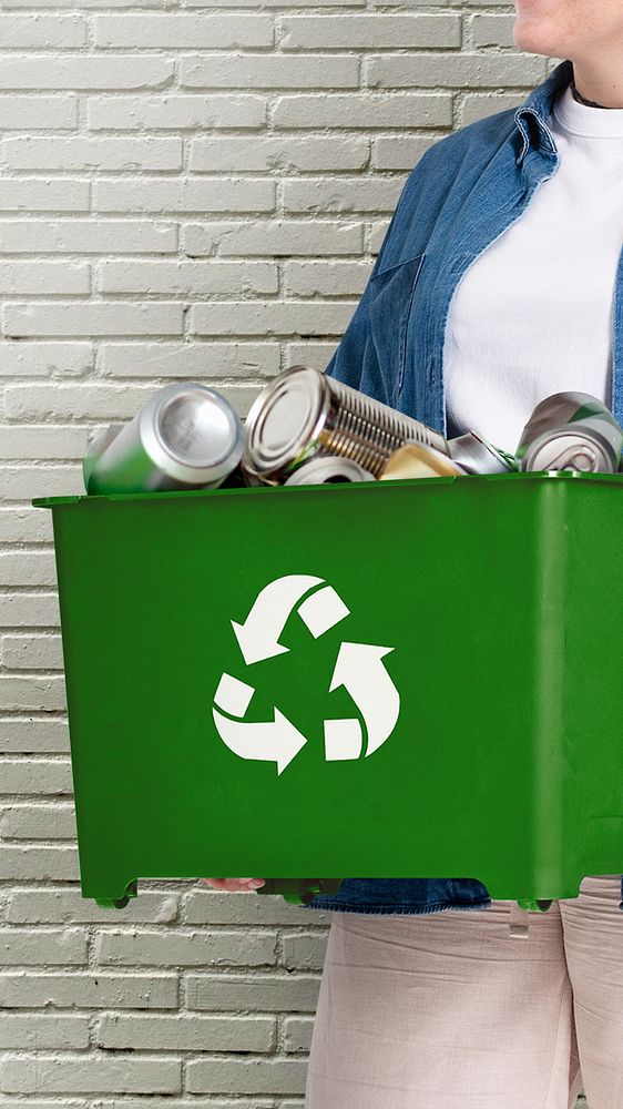 Green recycling bin iPhone wallpaper, | Premium Photo - rawpixel