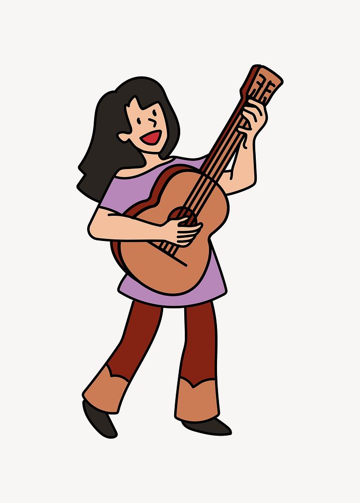 Woman singing with guitar doodle