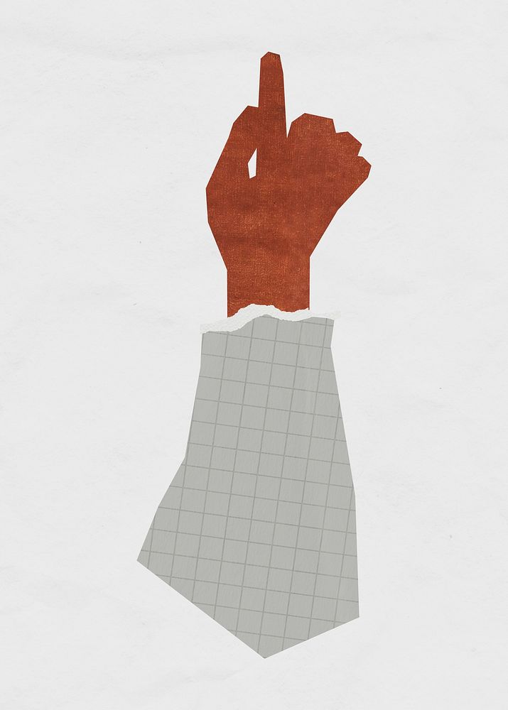 Businessman's raised hand gesture, paper craft element psd