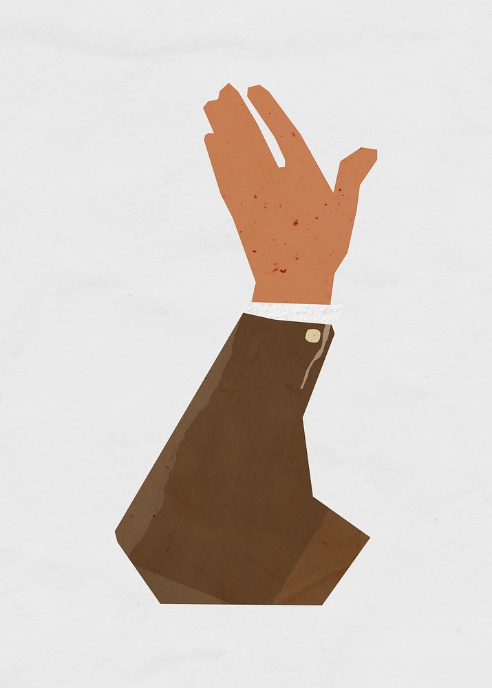 Businessman's raised hand gesture, paper craft element psd