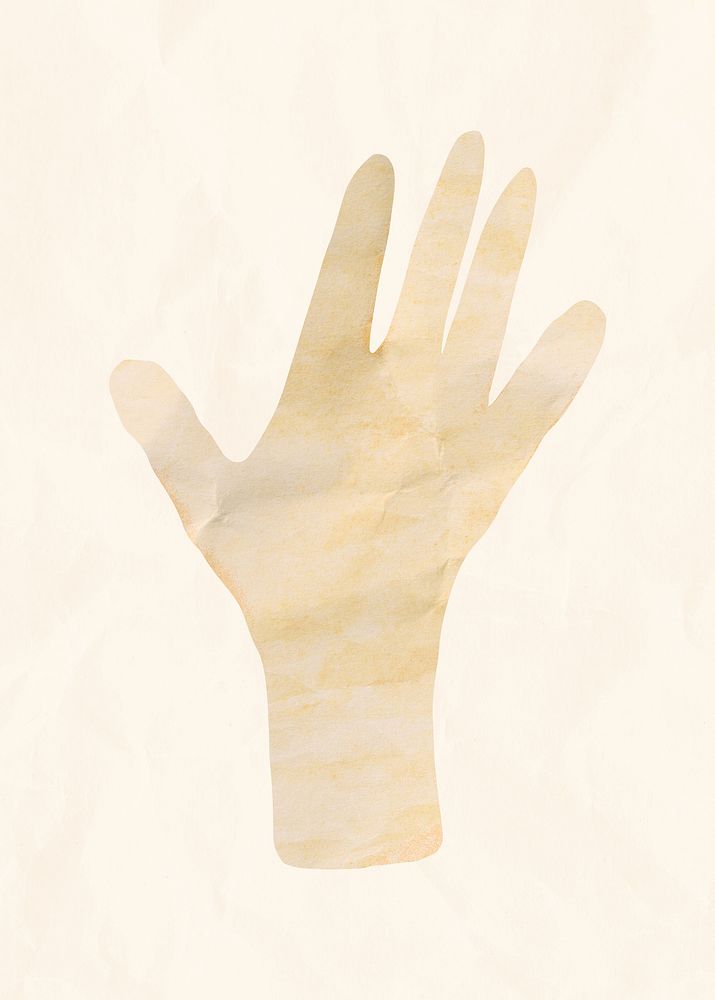 Raised hand gesture, paper craft element