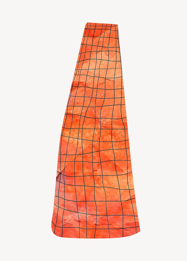 Orange chimney shape, abstract paper craft element