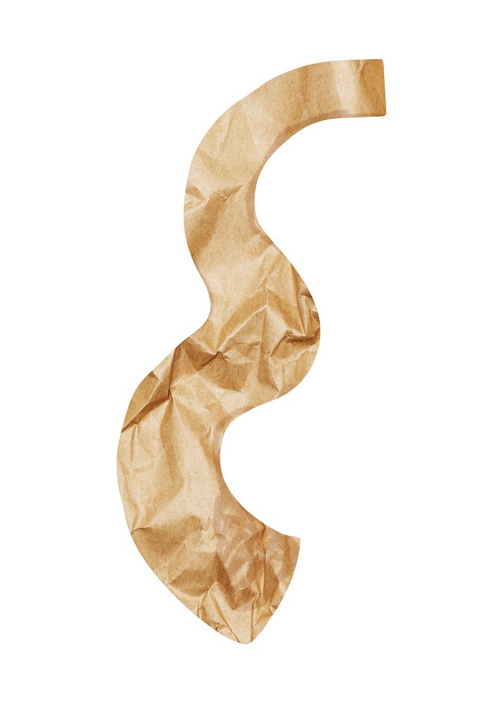 Brown wavy shape, abstract paper craft element