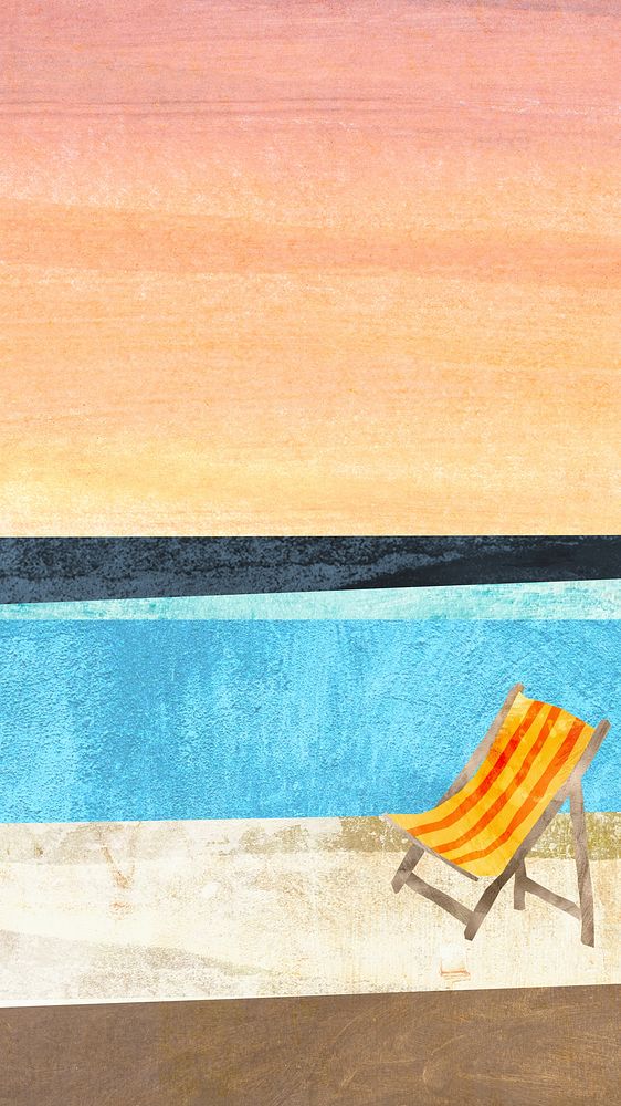 Abstract Summer beach iPhone wallpaper, paper craft design