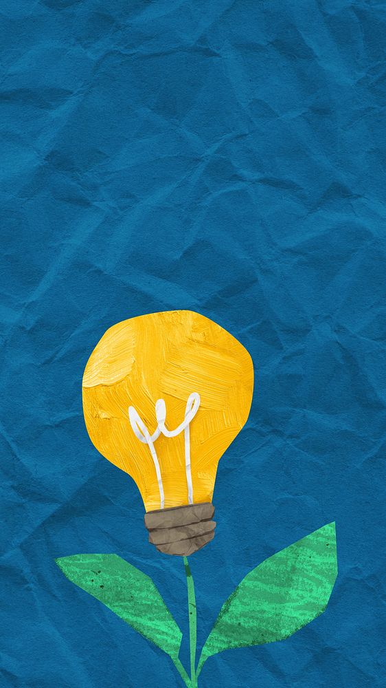 Plant light bulb iPhone wallpaper, environment paper craft collage