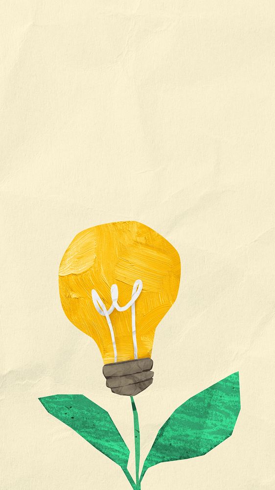Plant light bulb iPhone wallpaper, environment paper craft collage