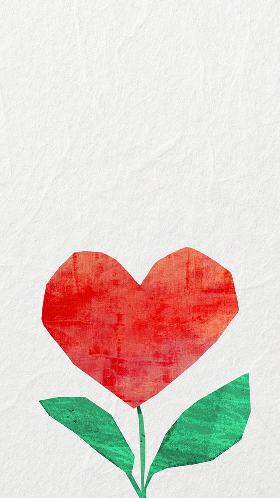 Heart plant iPhone wallpaper, love paper craft collage