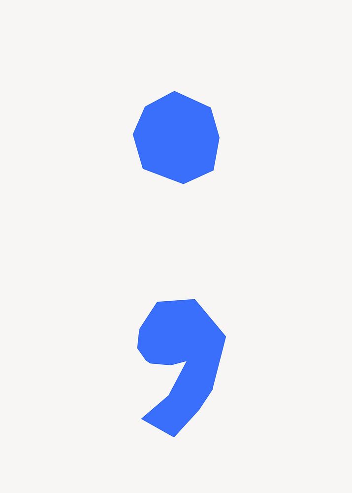 Semicolon symbol, paper craft element