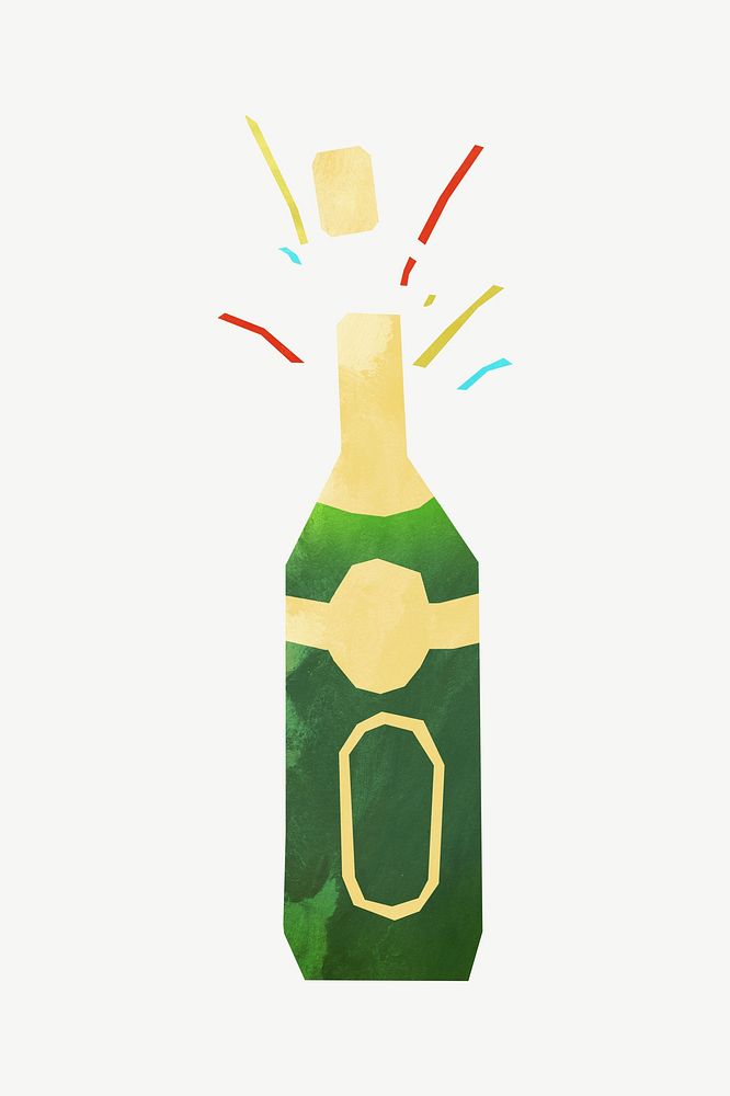 Popping champagne, celebration paper craft element psd