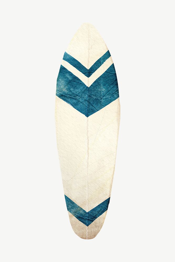 Striped surfboard, paper craft element psd
