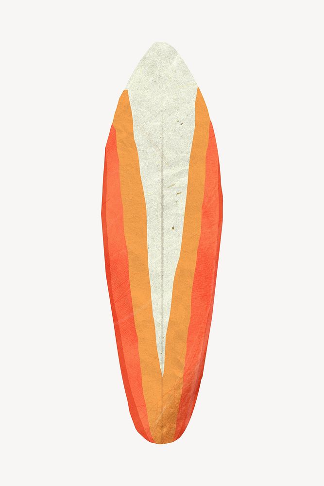 Orange surfboard, paper craft element