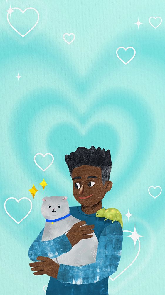 Pet lover aesthetic iPhone wallpaper, paper craft collage