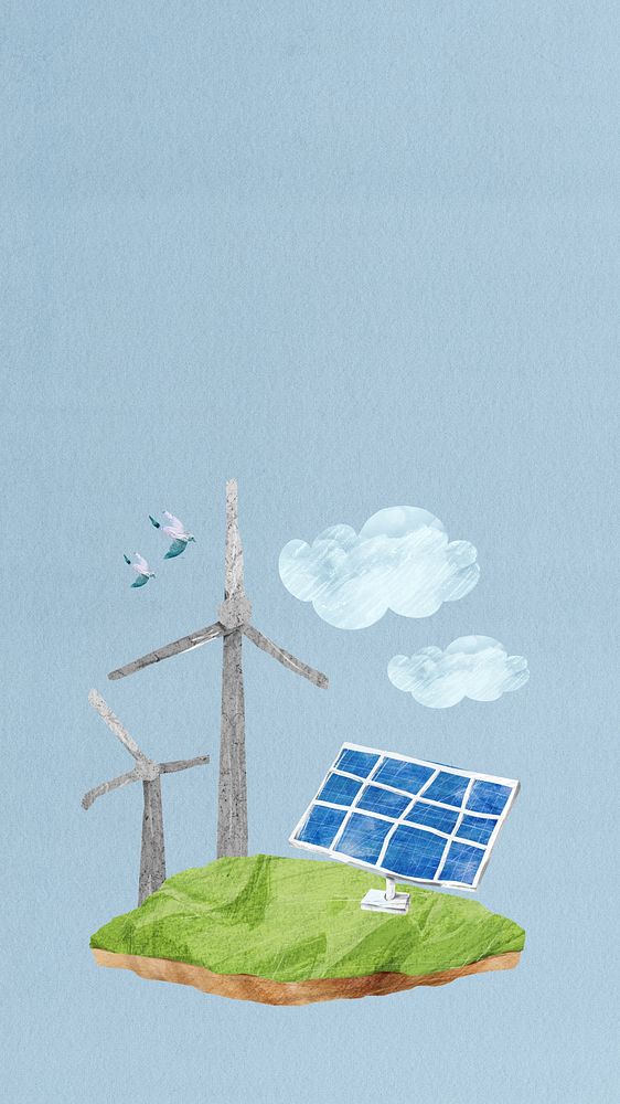 Renewable energy environment iPhone wallpaper, paper craft collage