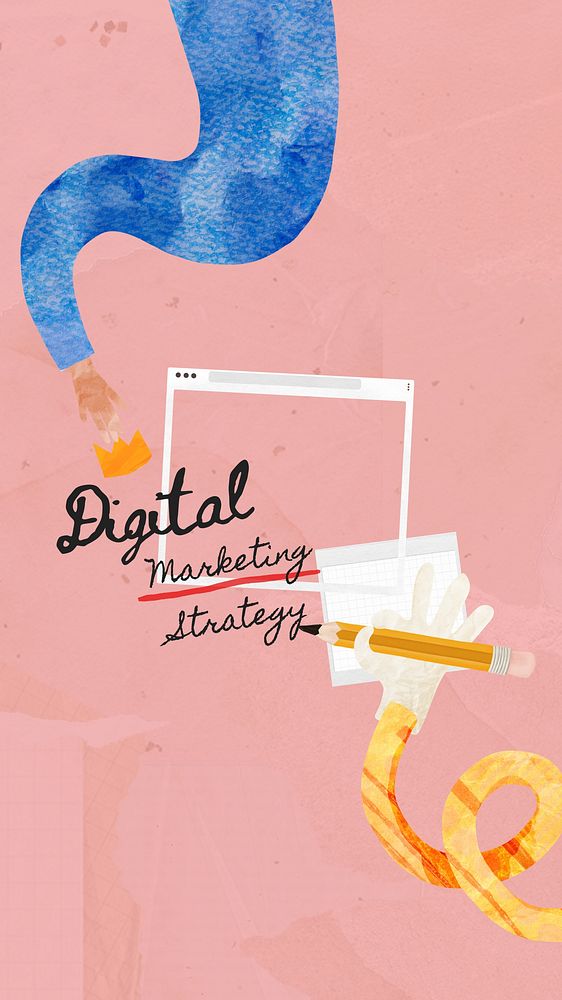 Digital marketing strategy, paper craft collage art