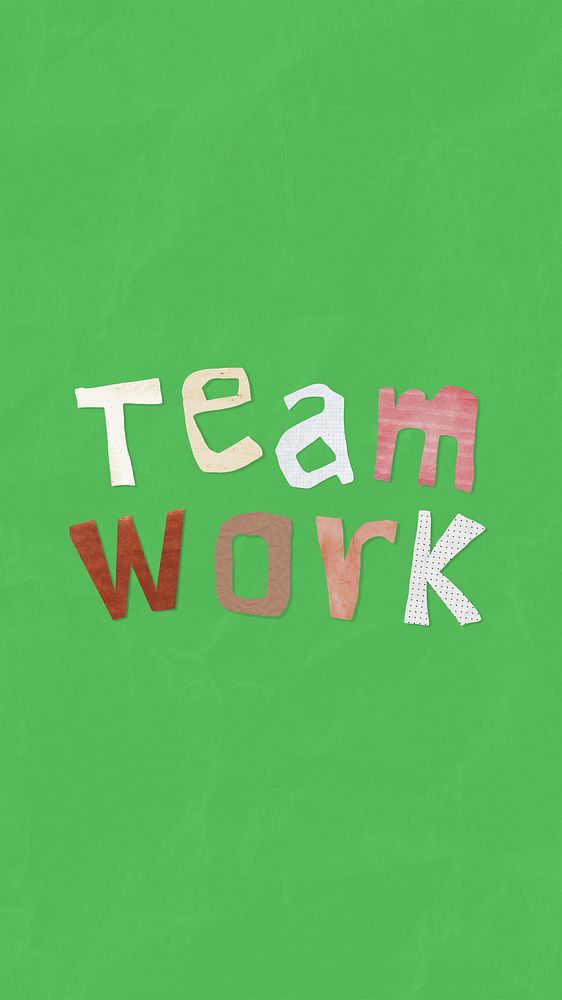 Teamwork word, iPhone wallpaper, business paper craft collage