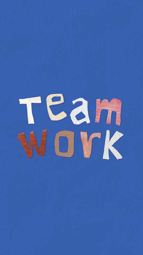 Teamwork word, iPhone wallpaper, business paper craft collage