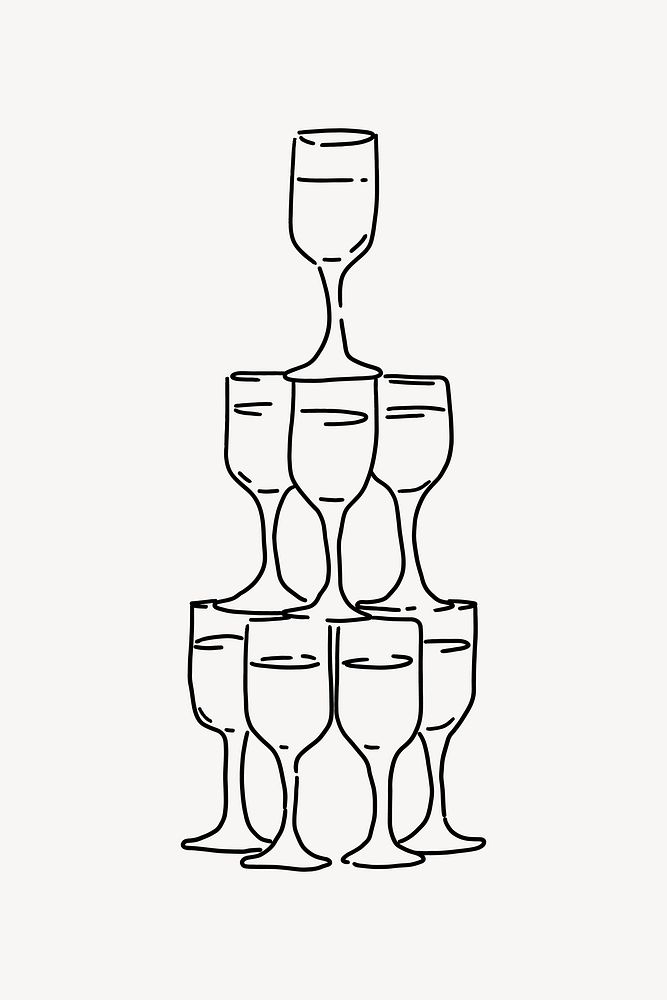 Champagne tower, aesthetic illustration design element vector