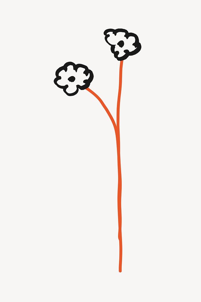 Doodle flower, aesthetic illustration design element vector