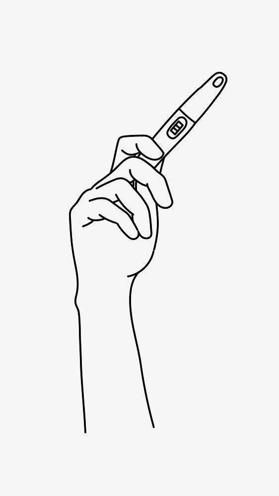Positive pregnancy test line art illustration isolated background
