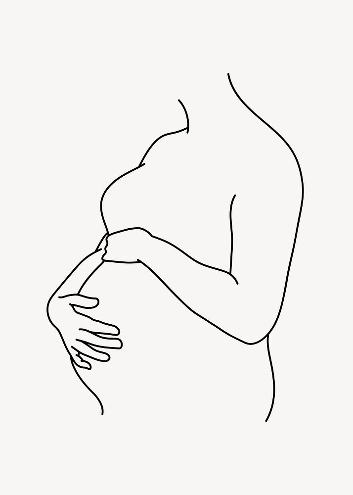 Pregnant person line art illustration isolated background