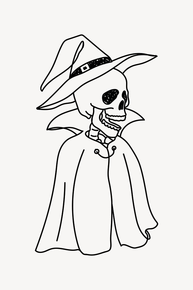 Halloween skull line art illustration isolated background