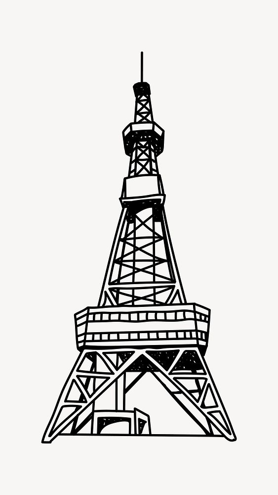 Tokyo Tower Japan line art illustration isolated background
