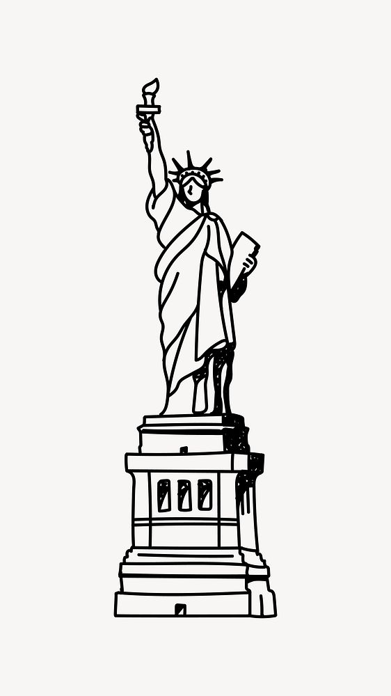 Statue of Liberty USA line art illustration isolated background