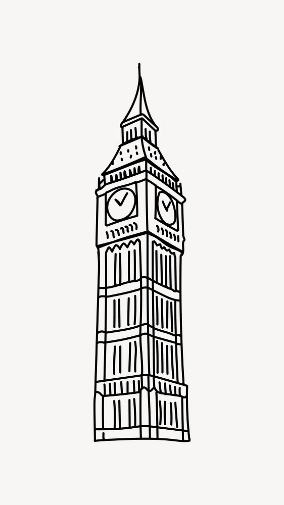 Big Ben London line art illustration isolated background