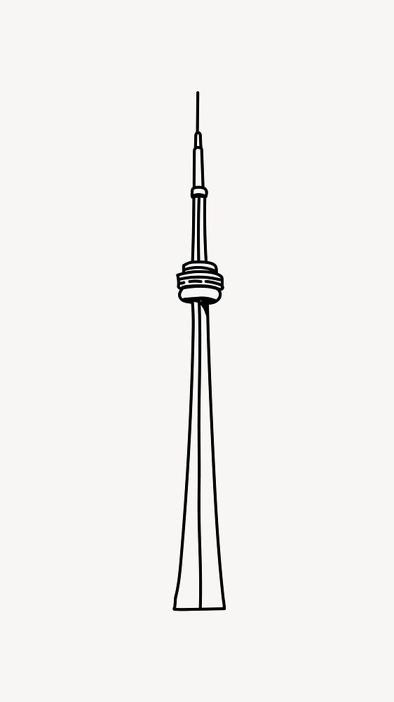 CN Tower Canada line art illustration isolated background