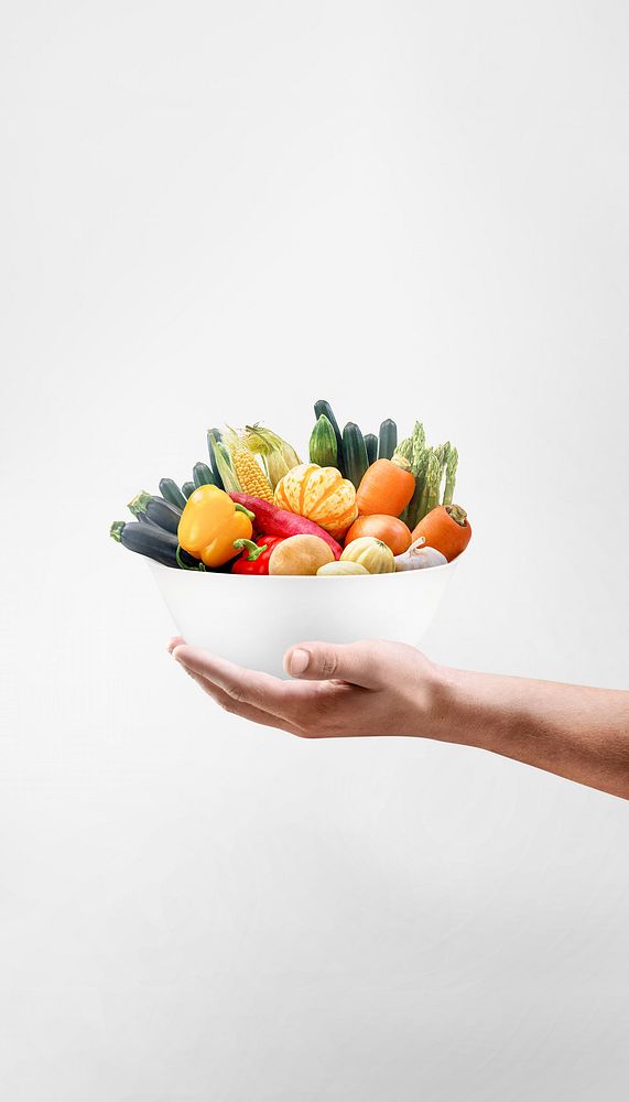 Vegetable bowl iPhone wallpaper, healthy food image