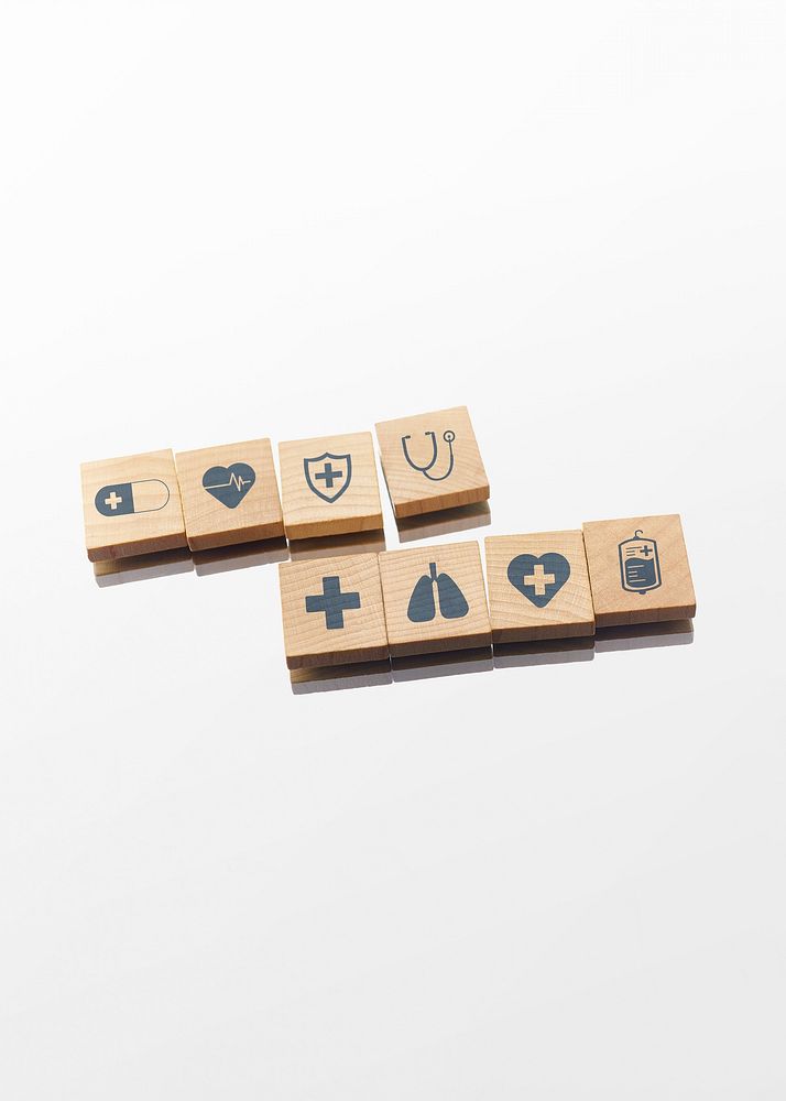 Medical woodblock puzzle background, health image