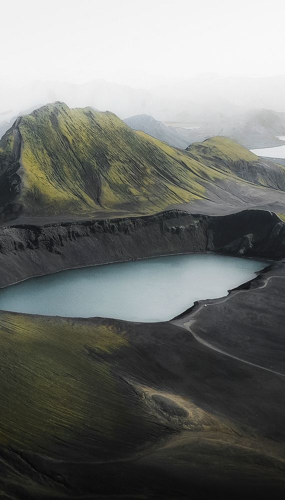 Hnausapollur Crater Lake iPhone wallpaper, Iceland landmark image