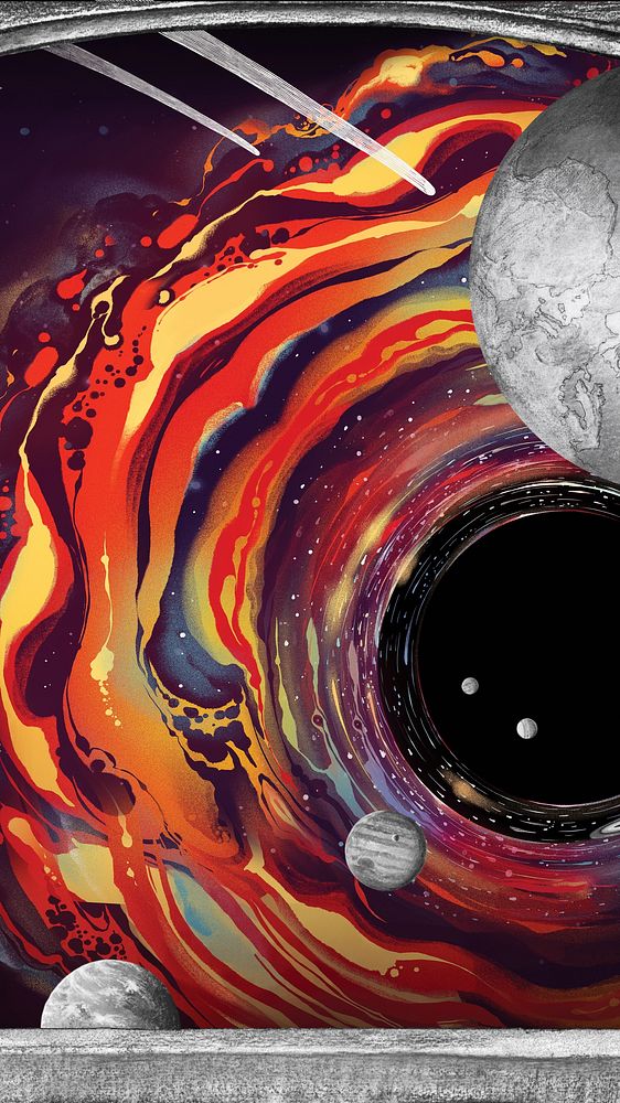 Colorful space portal iPhone wallpaper, surreal escapism 