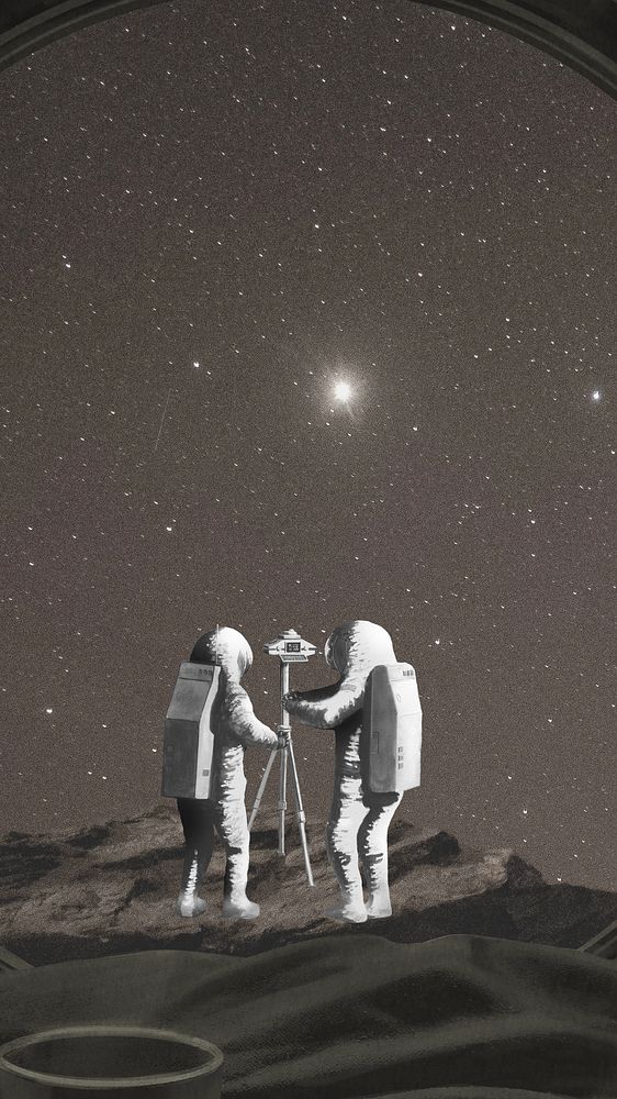 Astronauts taking picture iPhone wallpaper, outer space aesthetic