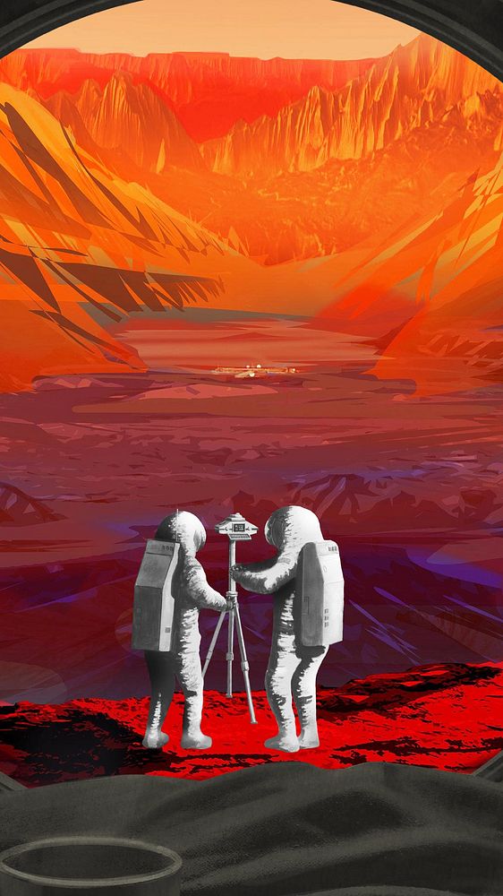 Astronauts taking picture iPhone wallpaper, mars landscape