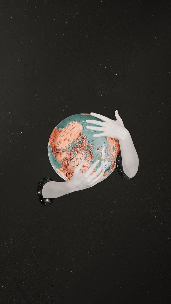 Arms embracing globe, environment remix