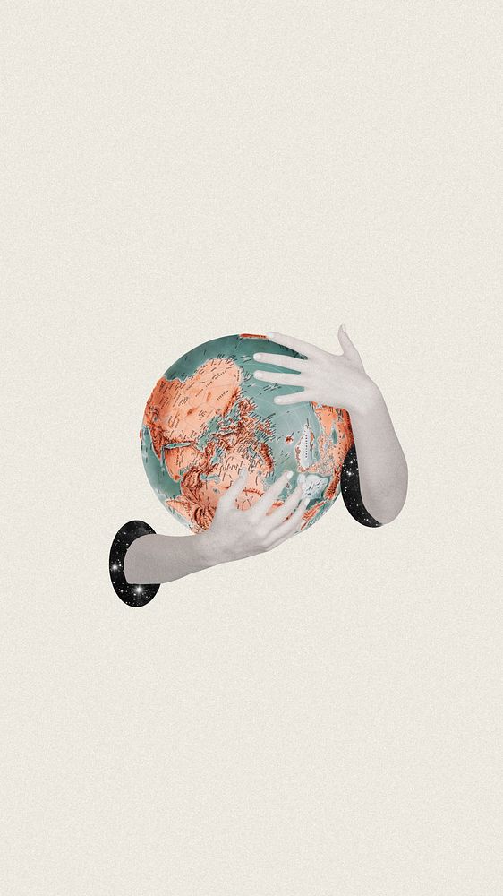Arms embracing globe, environment remix