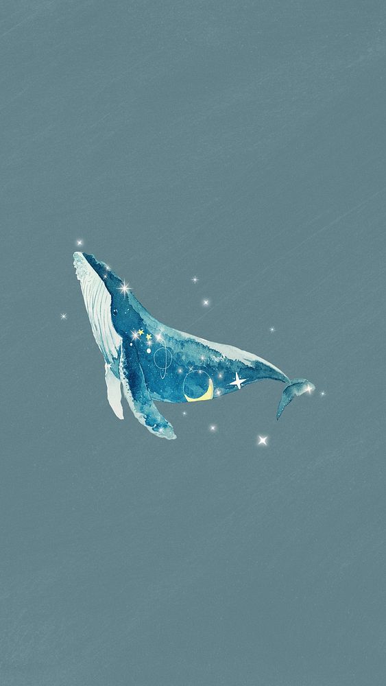 Swimming whale, galaxy aesthetic remix