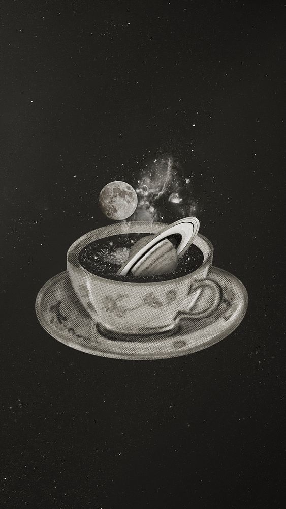 Saturn coffee cup, surreal escapism remix