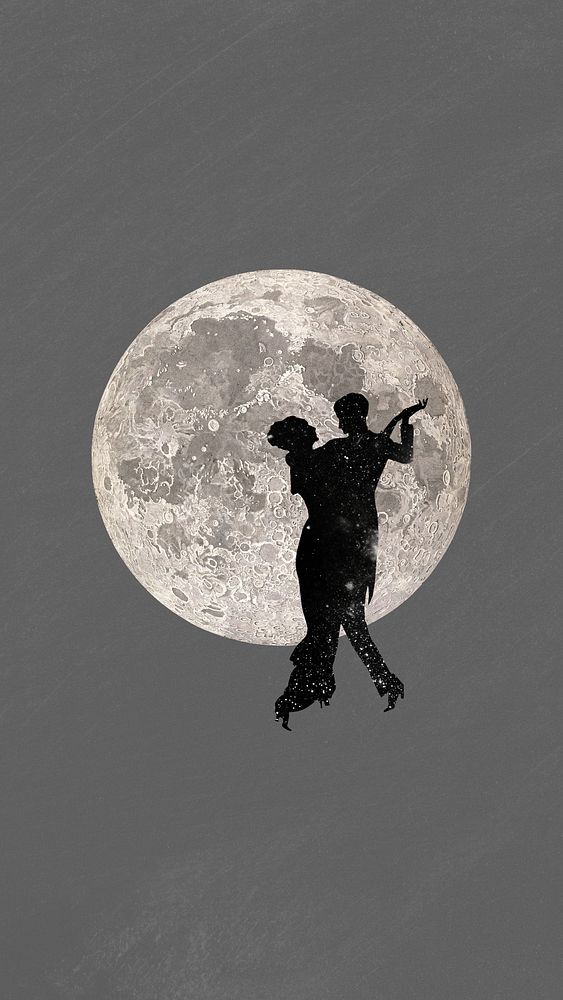 Dancing couple silhouette, galaxy remix