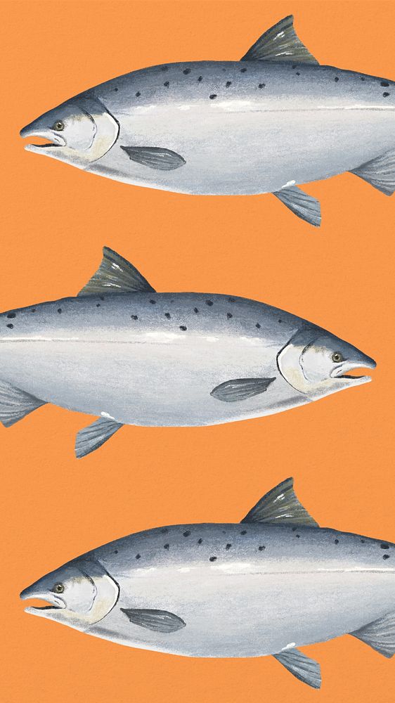 Fish patterned iPhone wallpaper, food digital painting